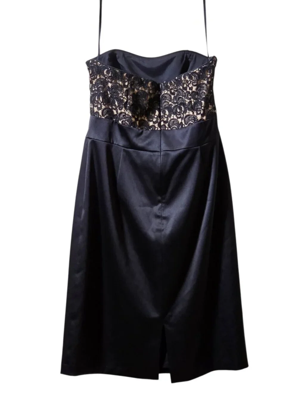 White House Black Market Lace Cocktail Dress Size 6 Black Satin Tulip Wedding
